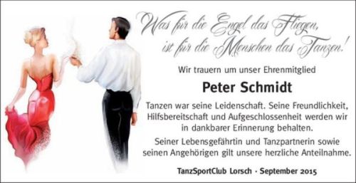 Traueranzeige fr Peter Schmidt